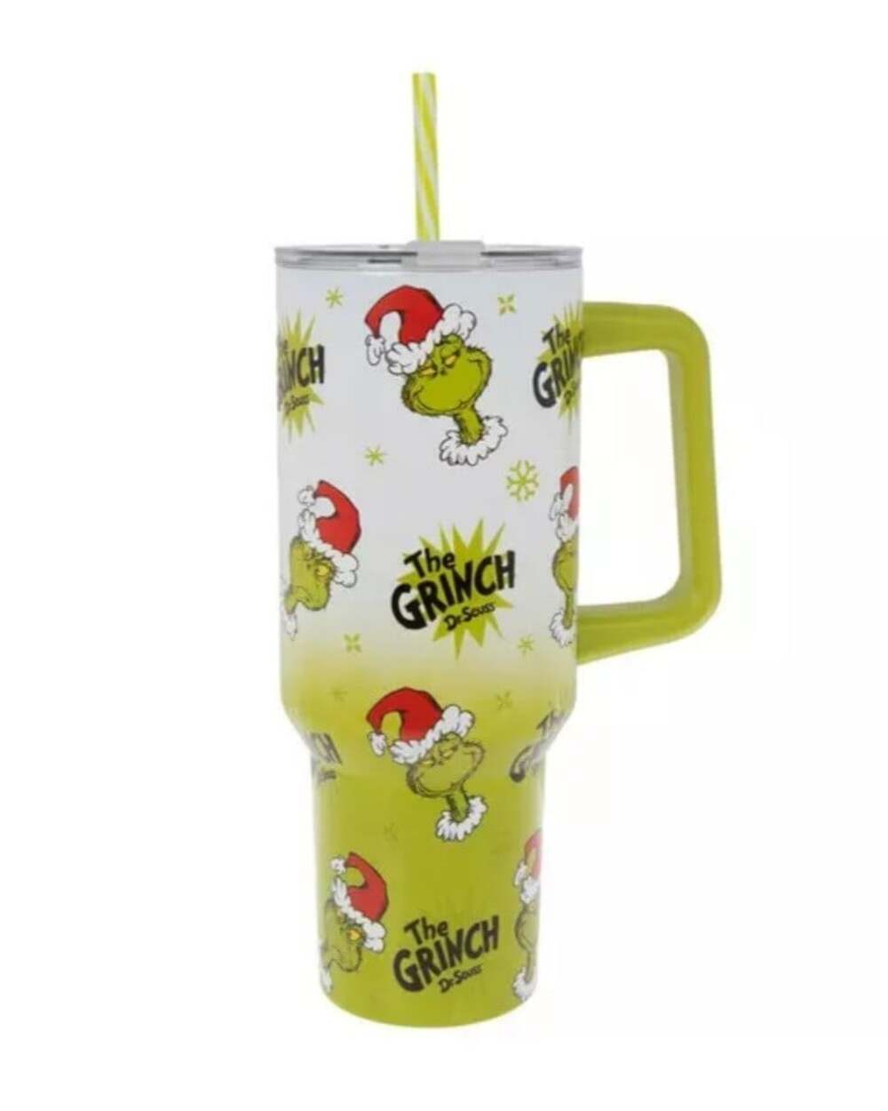 Hobby Lobby Grinch Dr Seuss Tumbler w/ Straw & Lid Christmas 40od Stainless Stee